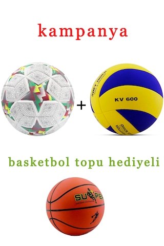 Alastor Basketbol Topu Hediyeli 2 Li Set Voleybol Topu Ve Futb... Mavi