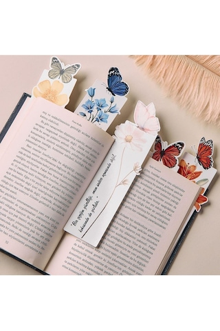 Renkli Kelebek Figürlü Motto Mesajlı Kitap Ayracı