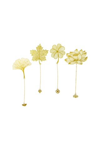 Adet Zincirli Metal Ayraç, Lotus Ginkgo Yapraklı Ayraç