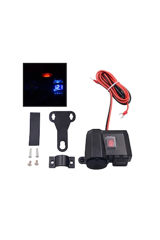Yunboo Motosiklet Usb Şarj Cihazı, Dijital Voltmetre Ve Sigara Ateşleyici, 3'ü 1 Arada, 2.1a Çift Usb, Su Geçirmez Kapaklar
