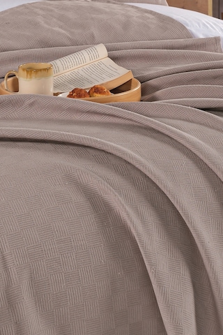 Loya %100 Pamuk Tek Kişilik Pike Yatak Örtüsü Koltuk Örtüsü 160x230cm Kahverengi