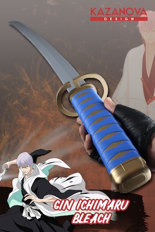 Kazanova Design Gin Ichimaru Katlanabilir Katana Figür 98 Cm Bleach Anime Cosplay