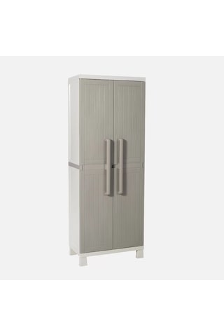 2 Kapılı Plastik Dolap, Bahçe Dolabı, Balkon Dolabı 65x37x173 Cm Krem