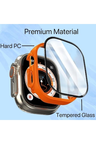 Cam + Kılıf  Apple Uyumlu Watch  Ula 49mm Kılıfları Pc Tampon + Ekran Koruyucu Te Clear 49mm Ultra Ultra2