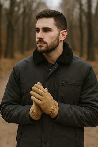 Single Sword Bej Unisex Polar Eldiven Isı Yalıtımlı, Rüzgar Geçirmez, Dokunmatik Kış Eldiveni Bej