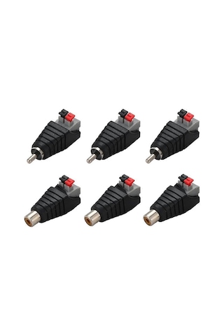 6'lı Paket Rca Kablosu Subwoofer Hoparlör Rca Erkek/dişi Av Phono Hoparlör 2 Vida Terminali Video Ses Yay Basınç Tipi Balun Cctv İçin