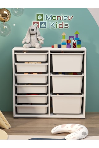 Beyza 9 Sepetli Çok Amaçlı Dolap Oyuncak Dolabı Beyaz Beyaz