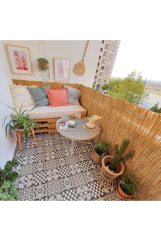 80 Cm X 7 Metre Doğal Hasır Kamış Bambu Çit Bahçe Çiti Balkon Çiti Dekorasyon Gölgelik Rulo Çit