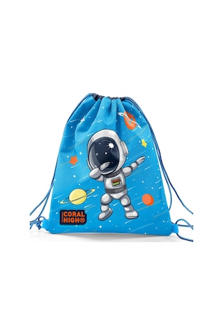 Coral High Kids Lacivert Mavi Astronot Desenli İpli Büzgülü Sırt Çantası 22690 Lacivert - Mavi