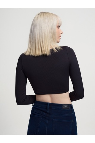 Crop Kadın Tshirt U.kol Siyah
