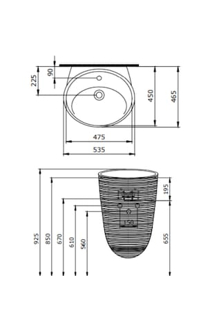 Bocchı 1655-001-0126 Strata Asma Monoblok Lavabo Parlak Beyaz