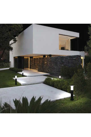 Mantar 41 Cm 9w Beyaz Led Ampullü Takım Bahçe Ve Yol Aydınlatma Siyah