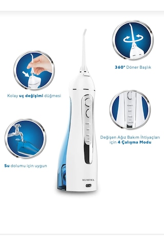 Kumtel Caremi Şarjlı Taşınabilir 3 Başlıklı Diş Ve Ağız Duşu