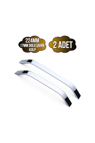 Şahin Krom Alüminyum Dolap Kulpu Mobilya Ve Mutfak Dolap Kulpu 17mm 224mm Krom 2 Adet Alüminyum Krom