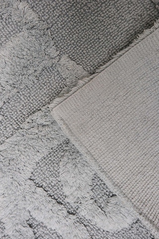Açık Gri Home Kabartmalı Pamuklu 2 Li Banyo & Klozet Paspas Takımı Gri