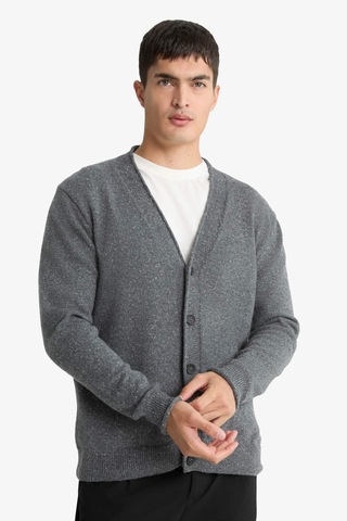 Defacto Relax Fit V Yaka Düğmeli Triko Hırka F7228ax25wngr311 Gri