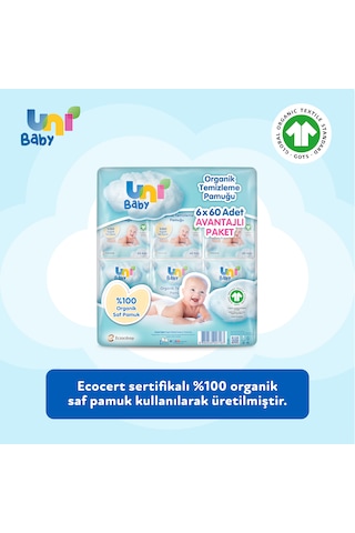 Uni Baby Bebek Temizleme Pamuğu 6 x 60'lı