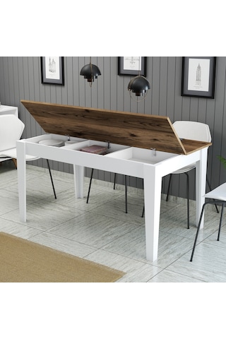 Milan Yemek Masası - Beyaz / Ceviz