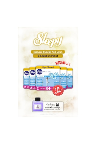 Sleepy Bio Natural Günlük Ped Uzun 5 x 64'lü + Rosie Purple Violet Oda Kokusu
