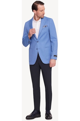 Erkek İndigo Mavi Regular Fit Sivri Yaka Tek Ceket 001