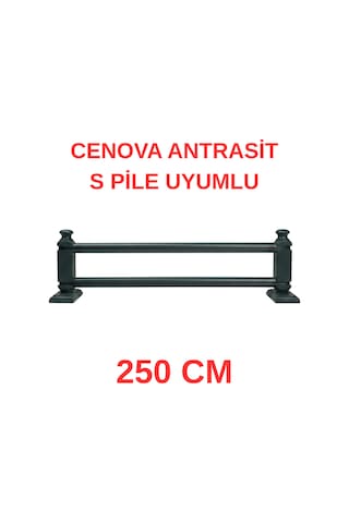 Cenova S Pile Ve Perde Düğmesi Uyumlu Çetray Çift Raylı Modern Ahşap Rustik Antrasit 250 Cm Antrasit
