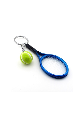 Lacivert Tenis Raketi Ve Topu Pvc Anahtarlık Kc766