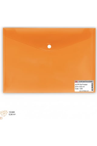 Çıtçıtlı Zarf Dosya Şeffaf / Renkli 18 Micron Turuncu 5 Adet