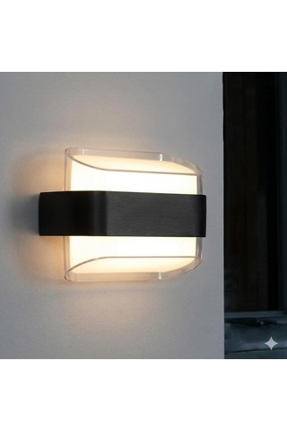 Dekoratif Aydınlatma 12w Led Aplik Cata Gozo Dış Ve İç Mekan Duvar Apliği - 3200k Günışığı, Ip44, Şeffaf Plexiglass Çerçeve, Modern Bahçe Aplik, Veranda, Teras Ve Dış Cephe Diğer