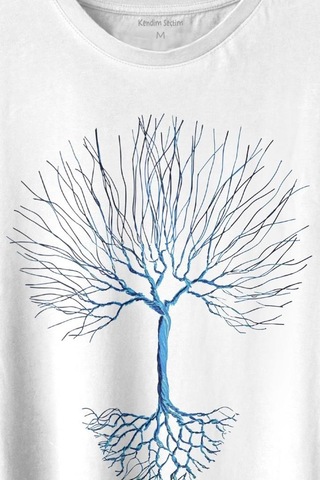 Nature Hayat Ağacı Kuru Ağaç Kökü Baskılı Tişört Unisex T-shirt 001