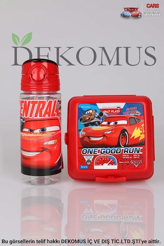 Lisanslı Cars Trıtan Matara 500 Ml Ve 2 Katlı Beslenme Kabı/lunch Box Seti Altın
