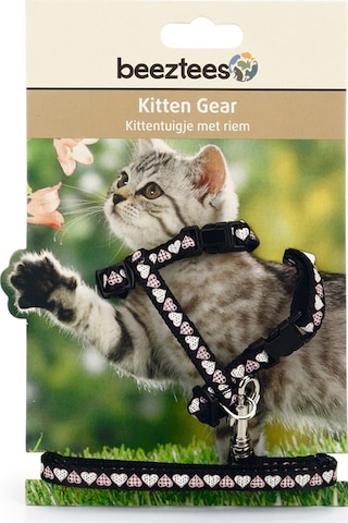 Beeztees Yavru Kedi Göğüs Tasması Ve Gezdirme Kayışı 120cm, Siyah, 16-25cm Boyun, 23-36cm Göğüs