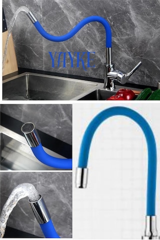 Yayke Mavi Renkli Oynar Başlıklı Musluk Batarya Başlığı Kobar