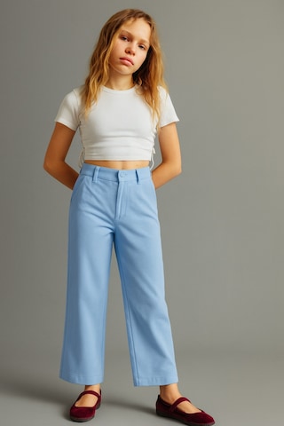 Esila Kids Kız Çocuk Pantolon Gabardin Geniş Paça Pantolon 4-11 Yaş Mavi