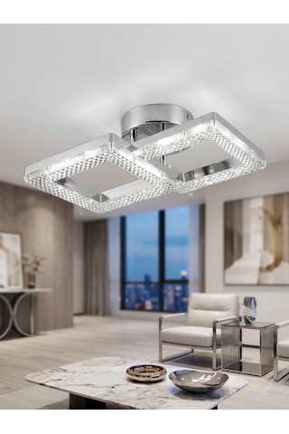 LumiaLighting Yakamoz Model 2"li Gümüş 3 Renk Modu Ledli Modern Tavana Sıfır Salon Mutfak Çocuk Yatak Odası Led Avize