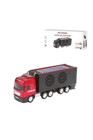 Tır Model Kablosuz Hoparlör Tf Kart Usb Bluetooth Fm Radyo Aux Destekli Bluetooth Speaker Güneş Enerjili Kırmızı
