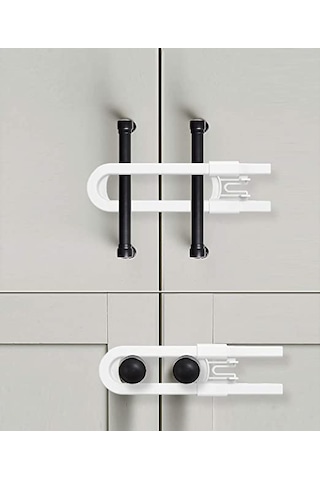 Büro Ev Bebek Güvenliği İçin 4adet Sürgülü Plastik Çekmece Koruma Kilidi Seti Gri