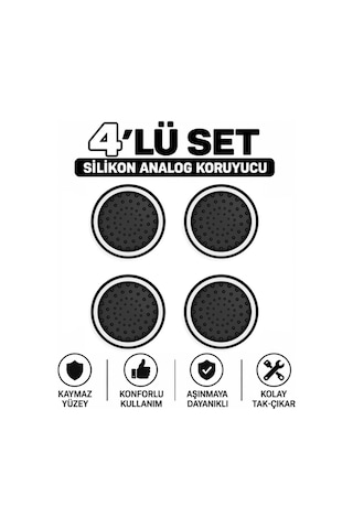 4 Adet Analog Koruyucu Silikon Kılıf Topuz Koruma Ps4 Ps5 Xbox One 360 Series Sx Switch Pro Uyumlu Beyaz
