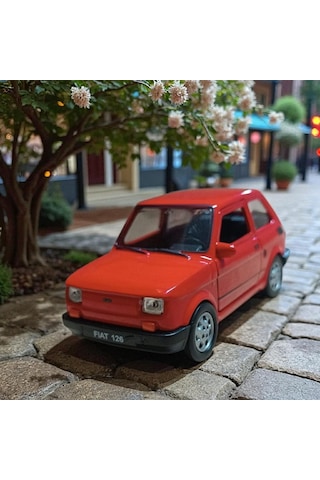 Nostaljik Metal Çek Bırak Kırmızı Fiat 126 Araba Kapılar Açılır Diğer