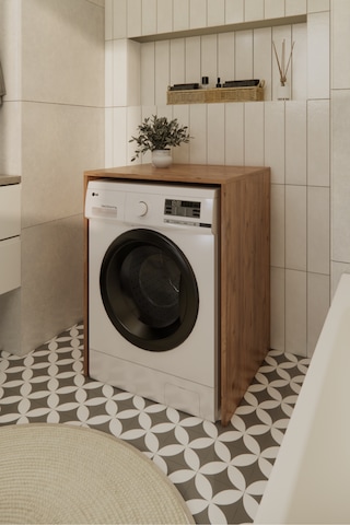 Odaco Premium Çkmd-01 %100 Mdf Çamaşır Ve Kurutma Makinası Banyo Dolabı Safir Meşe