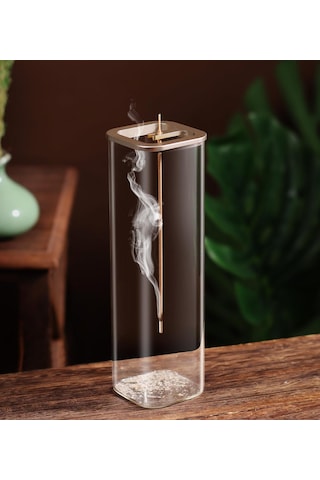 Yaleker Kare Cam Tütsülük Standı, 60x200mm, Modern Ve Şık Tasarım, Kolay Temizlik Şeffaf