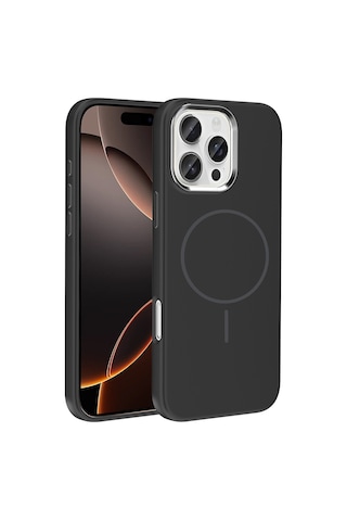 Zore Apple iPhone Uyumlu 16 Pro Max Kılıf M-safe Şarj Özellikli Metal Kamera Çerçeveli Omsy Edi Silikon Kapak - Rose G Rose Gold