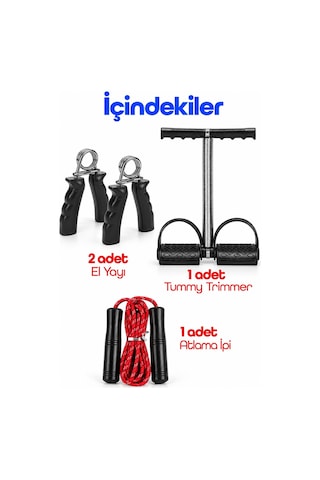 4 Parça Set Full Body Kondisyon Vücut Geliştirme El Göğüs Karın Kası Yayı Seti Atlama İpi 302