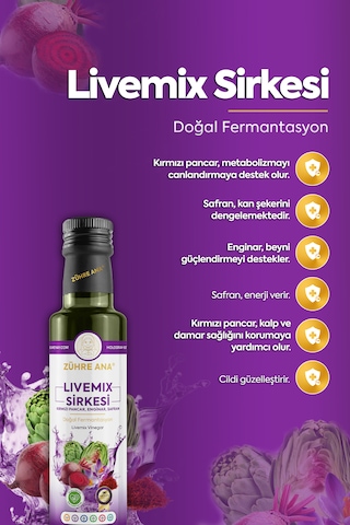 Livemix Sirkesi Doğal Fermantasyon Livemix Vinegar 500 Ml