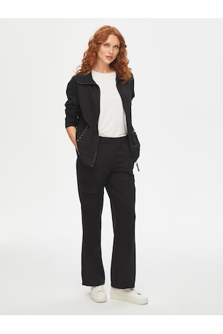 Kendinden Jakarlı Garnili Trok Taş Detaylı Eşofman Üst 69266 U6926610 Siyah