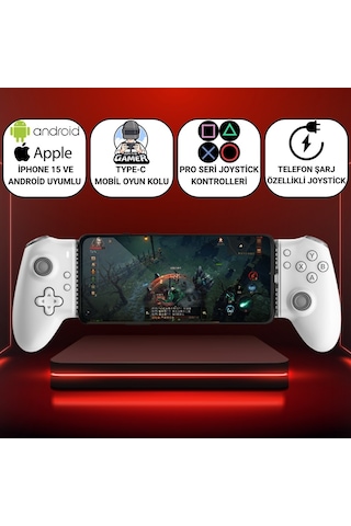 Polham İphone Uyumlu 15 Üzeri Ve Android Uyumlu Type-c Mobil Oyun Kolu Pro Seri Joystick Şarj Özellikli