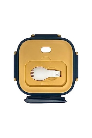 Vagonlife Bento 500ml Lunchbox Tek Katlı Çelik Sefer Tası Yemek Kutusu Lacivert-sarı Genel