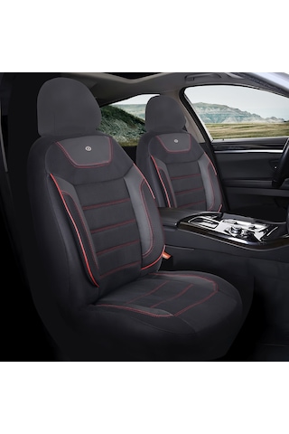 Peugeot 405 Araçlara Uyumlu Oto Koltuk Kılıfı Seti - Primier Serisi - Siyah Kırmızı