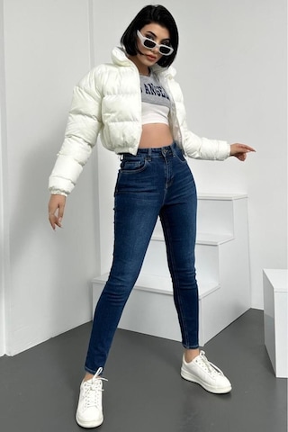 HLT Jeans Kadın Mavi Süper Skinny Fit Esnek Likralı Yüksek Bel Denim Jean Kot Pantolon HLTJENNİE-STEVE Mavi
