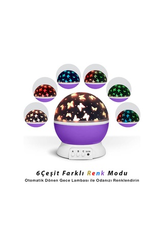 Storeşahin Otomatik Dönerli Ay Yıldız Projeksiyon Gece Lambası Usb & Pil Shn0720