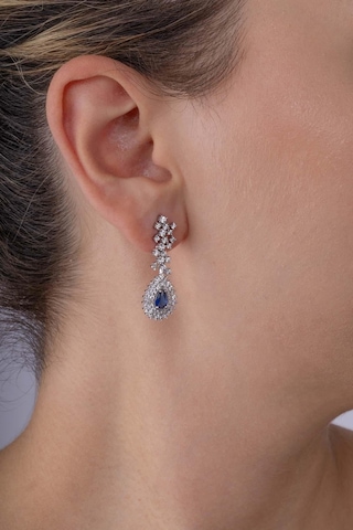 Gümüş Pazarım Hürrem Sultan Modeli Safir Taşllı Damla Motifli 925 Ayar Gümüş Küpe Diğer
